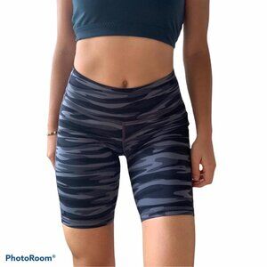 Black Army Print Biker Shorts
